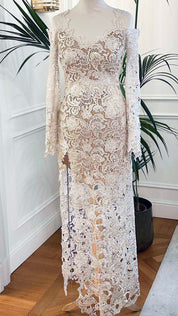 Vestiti 18esimo in pizzo macramè bianco con Swarovski e schiena gioiello – modello Riad, Sofia Provera