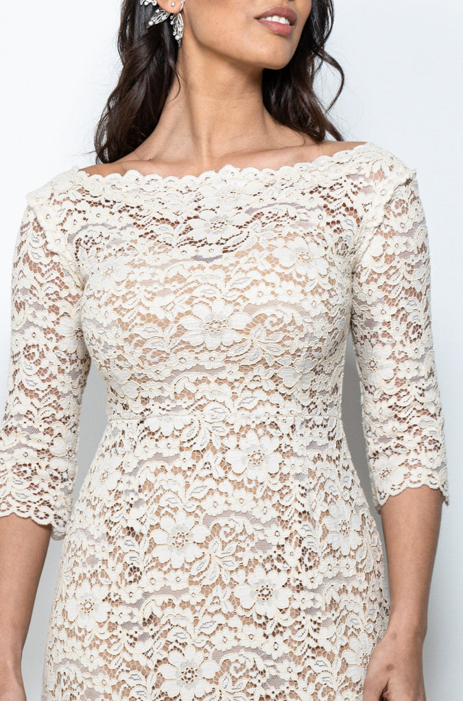 abito mamma sposa galateo in pizzo rebrodè platino con maniche staccabili – Sofia Provera Atelier