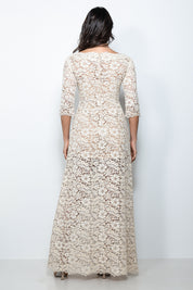 abito mamma sposa galateo in pizzo rebrodè platino con maniche staccabili – Sofia Provera Atelier