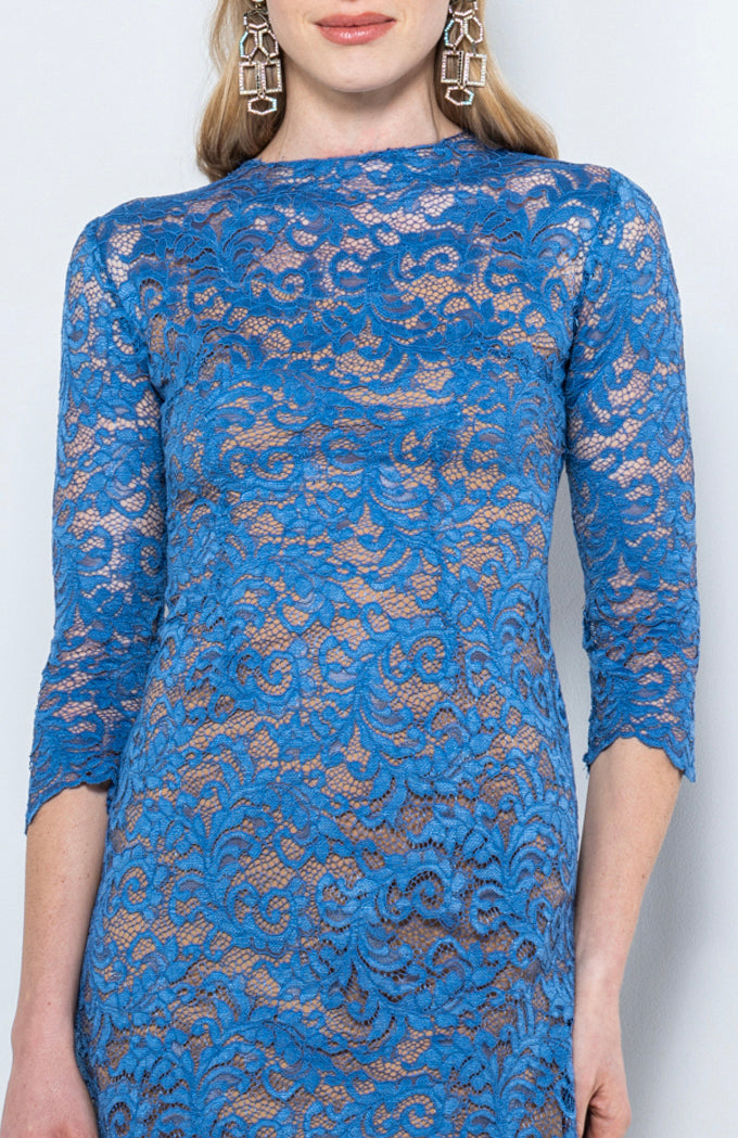 vestito 18esimo corto in pizzo con maniche a tre quarti – Sofia Provera Atelier